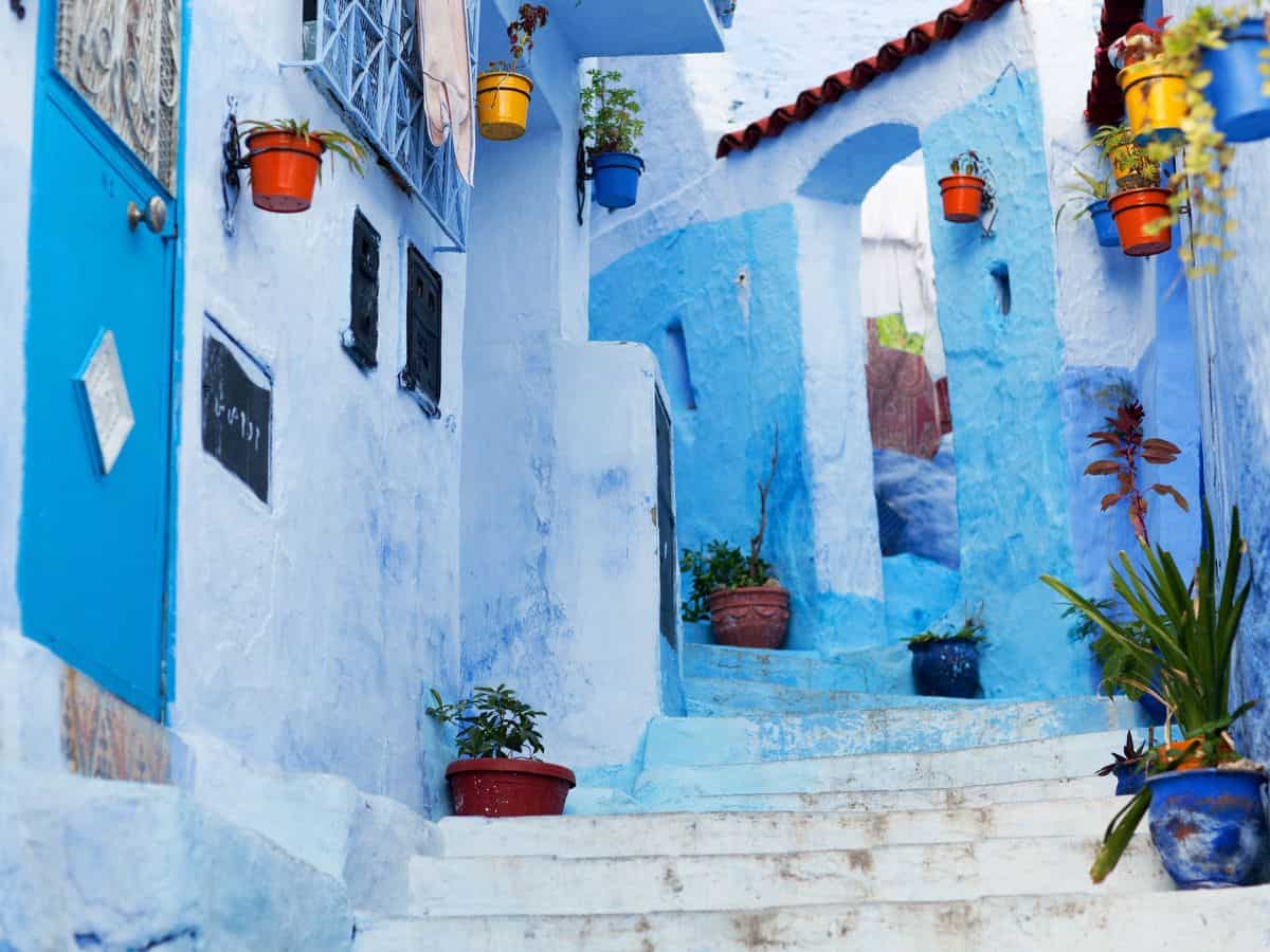 Pathways through the Blue City, Chefaouen Morocco in 'Which US state is closest to Africa'