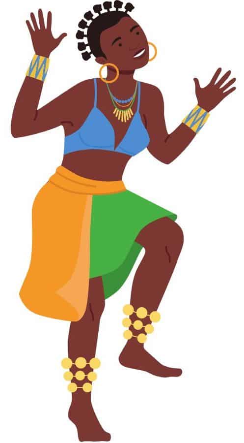 An illustration of an African woman dancing
