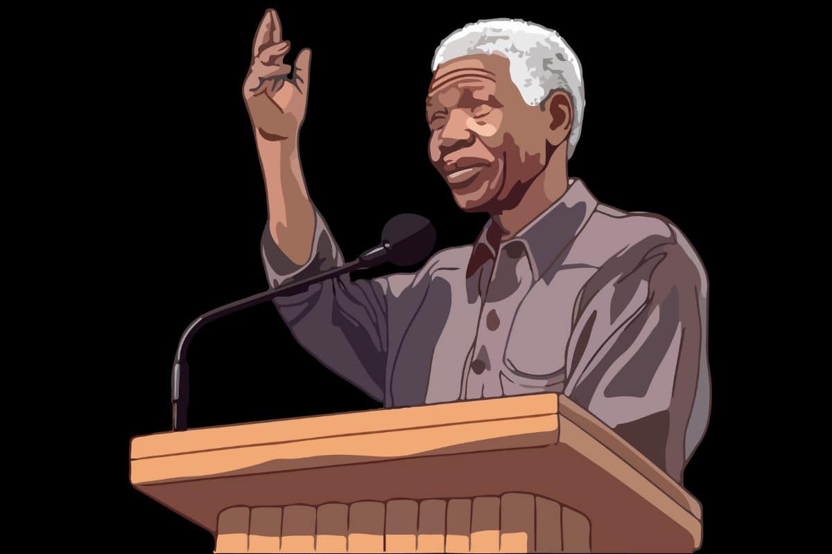 Nelson Mandela giving a speech - illustration