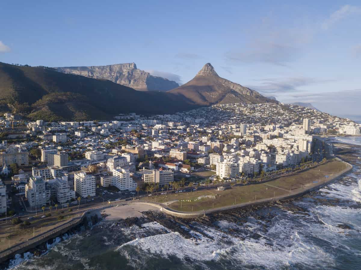 Aerial view of Cape Town, South Africa, over Sea Point