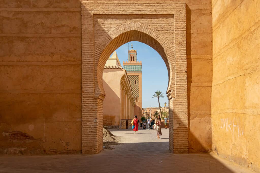 An arabic arch of a medina in Marrakech. Morocco