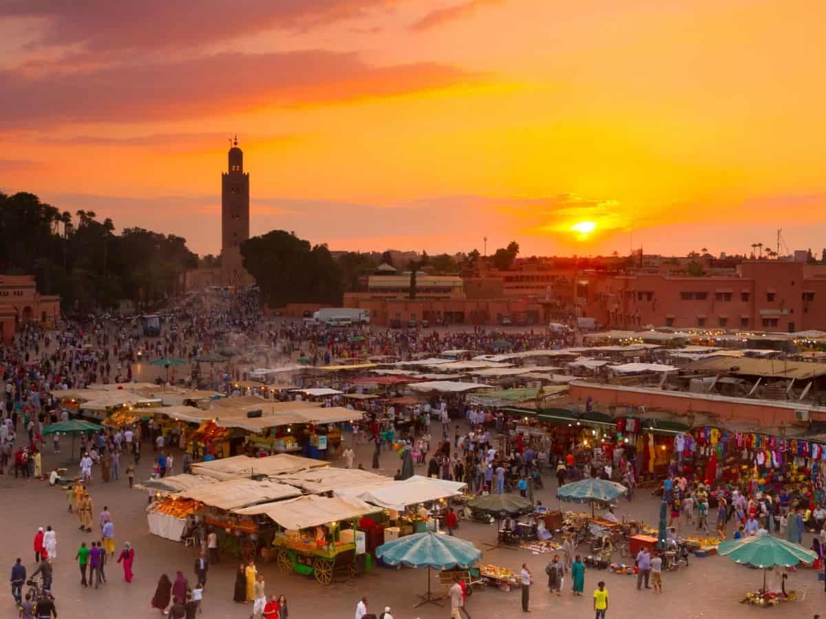 Jemaa El Fna Market at sunset, Marrakech