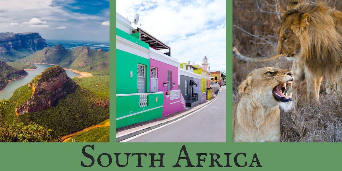 South Africa scenic image, Bo-Kaap, and lions