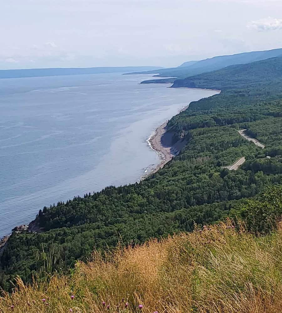 A view to the right of the Cabot Trail from a viewpoint