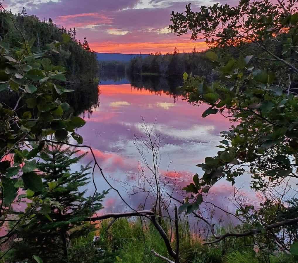 An early pink sunset at Broad Cove, north of Ingonish